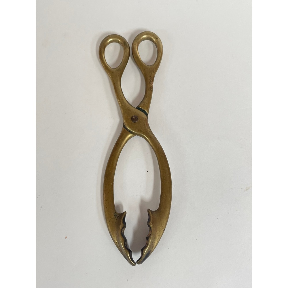 Solid Brass Antique Vintage Fireplace‎ Tool Coal Log Claw Tongs 8"